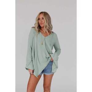 Golden Hour Long Bell Sleeve Top - Sage